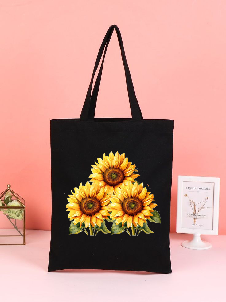 3d Sunflower Print Tote Bag