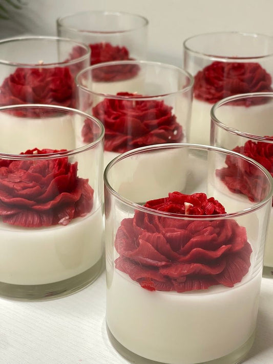 Red Rose Glass Candle